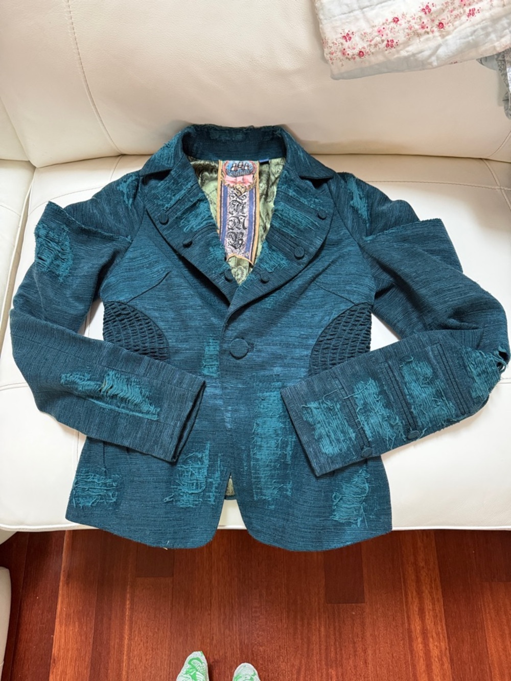 L.A.M.B. Teal Textured Vintage Blazer Jacket - Picture 1 of 11